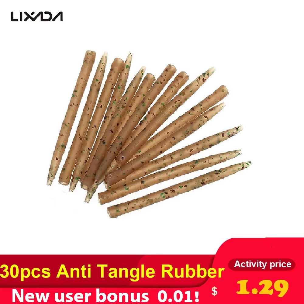 30/60Pcs Carp Fishing Hook Rubber Tip Tube Positioner Fishing anti Tangle Sleeve Swivels Connect Carp Terminal Fishing Tackle
