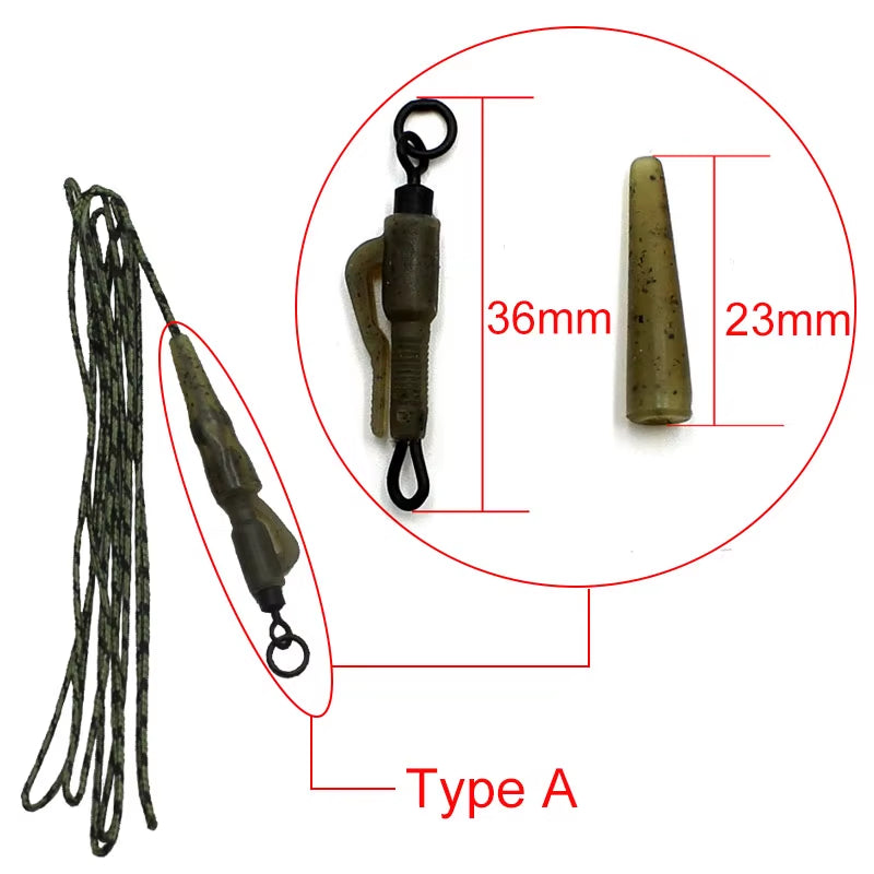 100Cm Camo Fluorocarbon Carp Fishing Lines with Carp Hook Lead Clips 12 Braided Leader Line Hair Rigs Fishing Accessories Kit