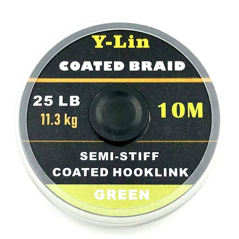 10M Carp Fishing Line Hook Link Carp Coated Hooklink Braid Line for Hair Rig 15IB 25IB 35IB Coarse Fishing Tackle