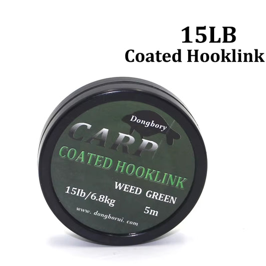 1PCS 5M Carp Fishing Line Hook Link Carp Coated Hooklink Braid Line for Hair Rig 15IB 25IB 35IB Carp Coarse Fishing Tackle
