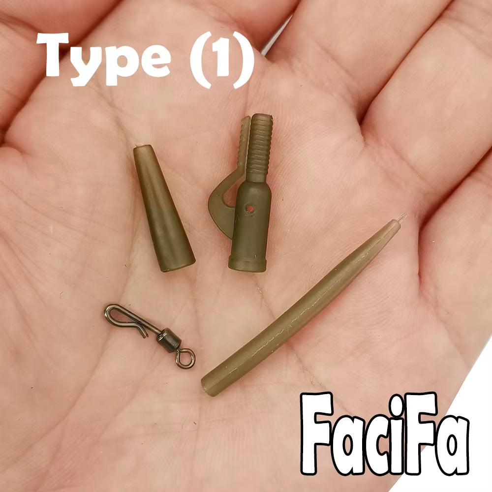 10 Sets Carp Fishing Accessories Lead Clip Quick Change Swivel Tail Rubber anti Tangle Sleeves Carp Rig Coarse Fishing Tackle