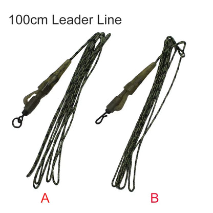 100Cm Camo Fluorocarbon Carp Fishing Lines with Carp Hook Lead Clips 12 Braided Leader Line Hair Rigs Fishing Accessories Kit