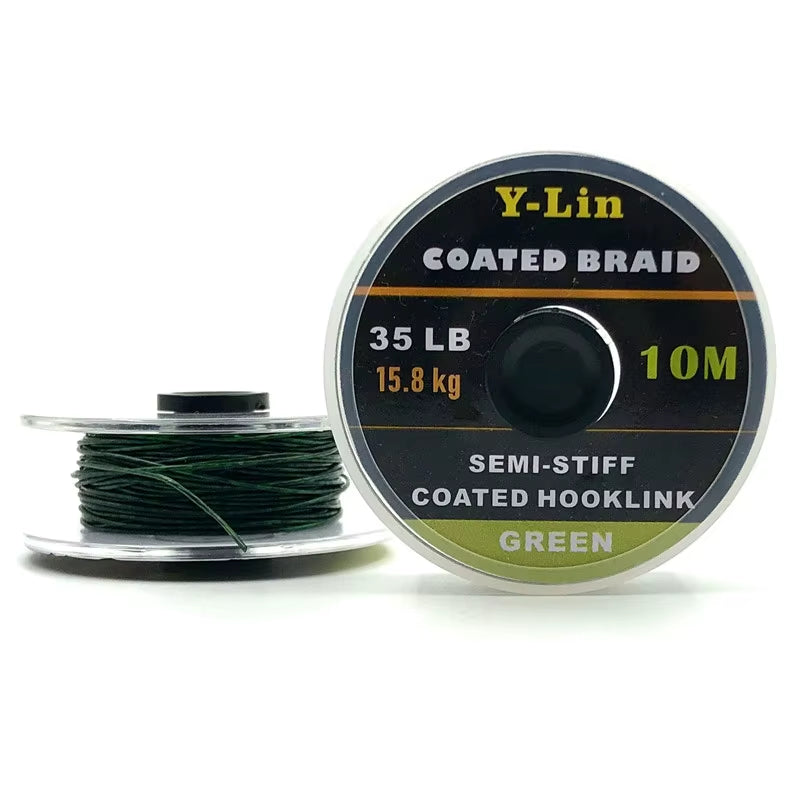 10M Carp Fishing Line Hook Link Carp Coated Hooklink Braid Line for Hair Rig 15IB 25IB 35IB Coarse Fishing Tackle