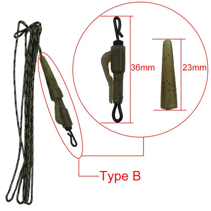 100Cm Camo Fluorocarbon Carp Fishing Lines with Carp Hook Lead Clips 12 Braided Leader Line Hair Rigs Fishing Accessories Kit