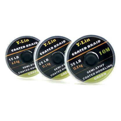 10M Carp Fishing Line Hook Link Carp Coated Hooklink Braid Line for Hair Rig 15IB 25IB 35IB Coarse Fishing Tackle