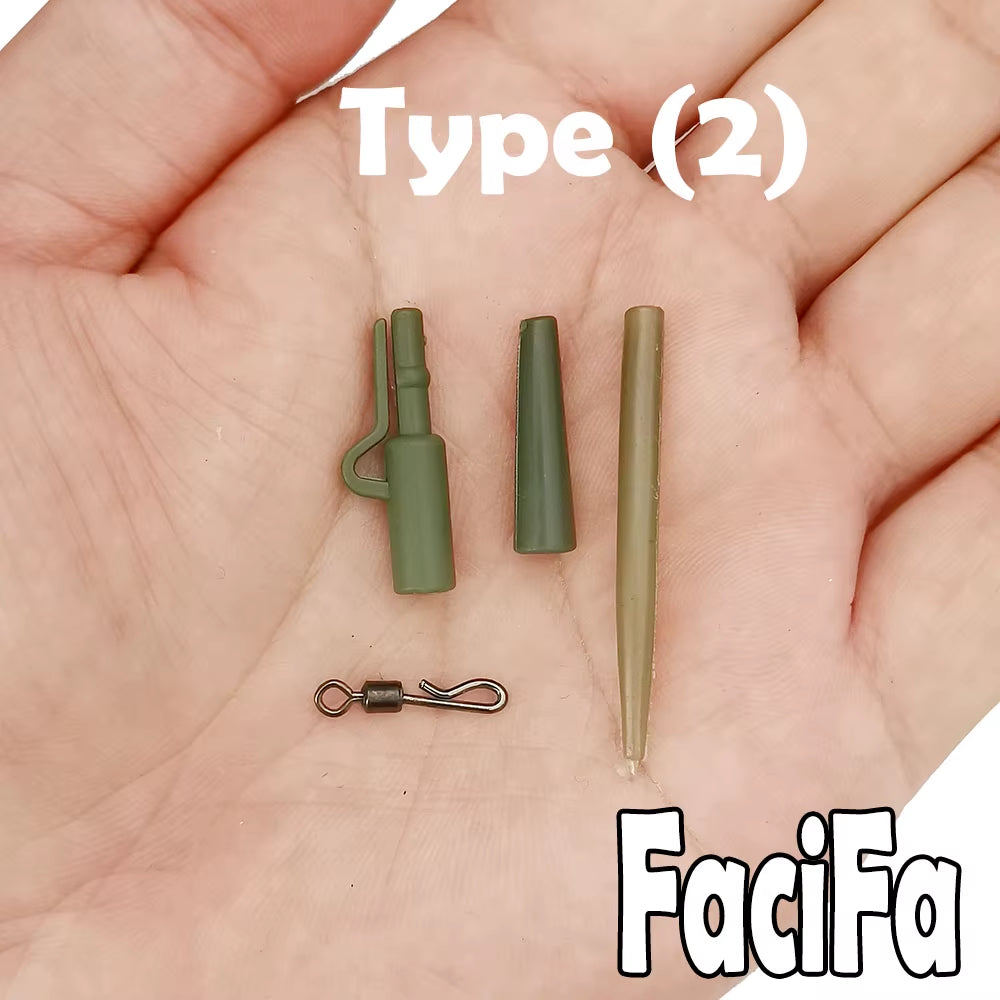 10 Sets Carp Fishing Accessories Lead Clip Quick Change Swivel Tail Rubber anti Tangle Sleeves Carp Rig Coarse Fishing Tackle