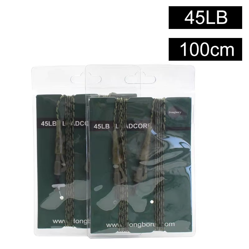 100Cm Camo Fluorocarbon Carp Fishing Lines with Carp Hook Lead Clips 12 Braided Leader Line Hair Rigs Fishing Accessories Kit